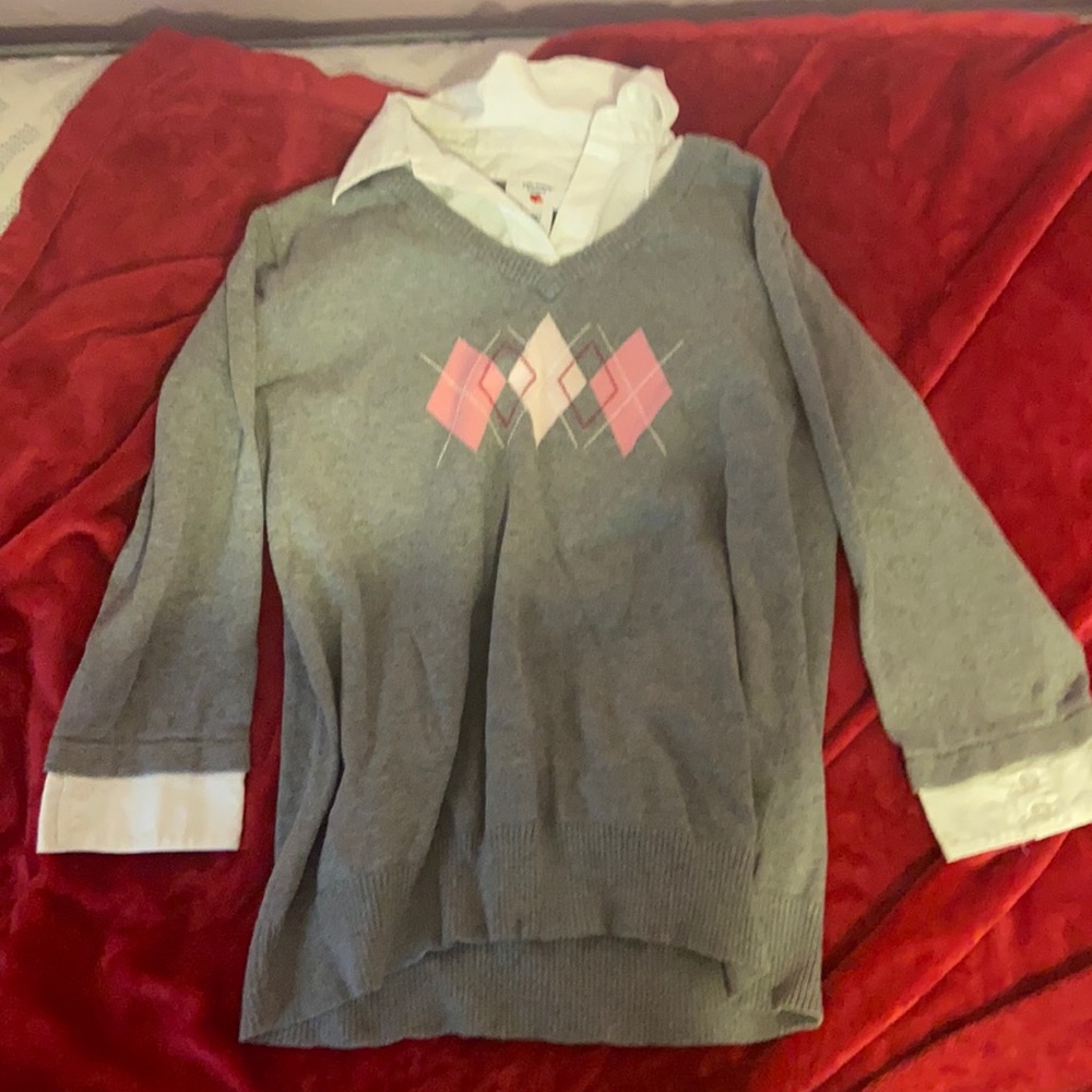 Patchwork vest attached to shirt